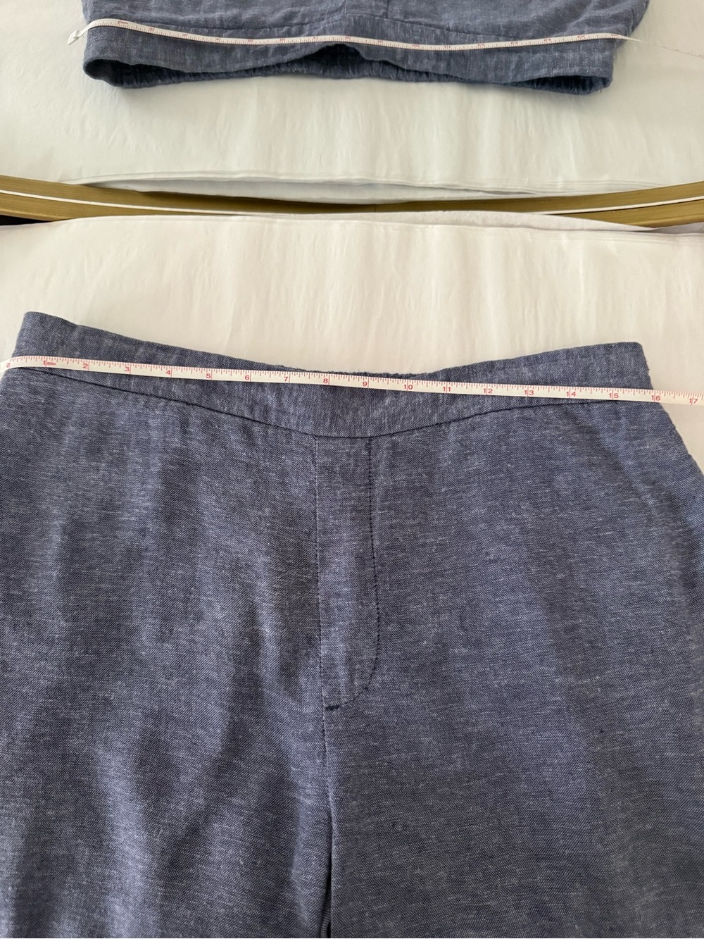 NWT Banana Republic Wide Leg Cropped Pants in Heathered Blue linen Blend - Picture 10 of 11
